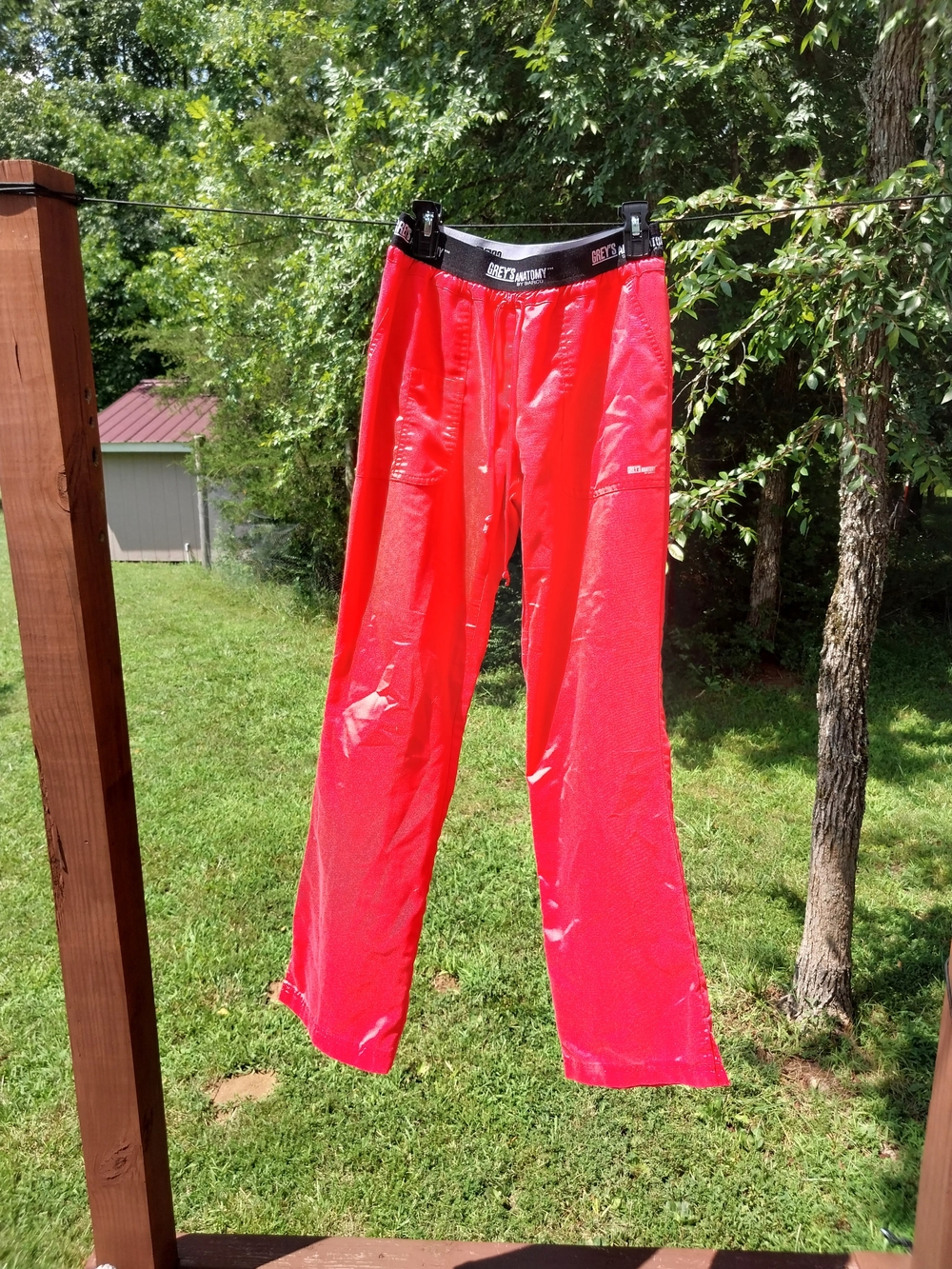 Grey's Anatomy Bright Coral Logo Waistband Scrub Pants